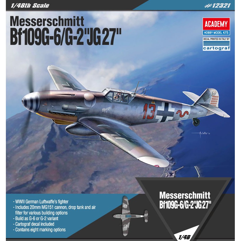 Academy Model 1/48 AC12321 MESSERSCHMITT Bf109G-6/G-2 JG27"