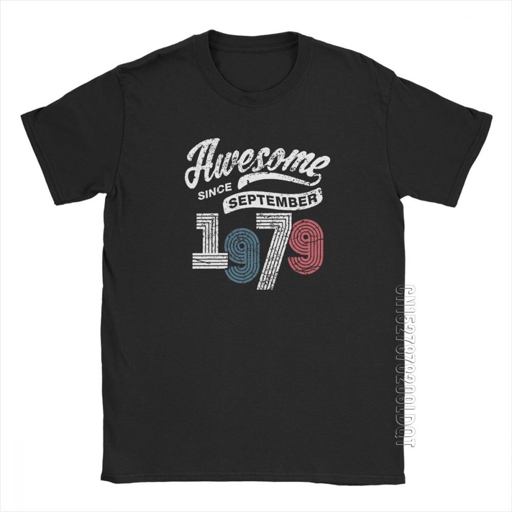 เสื้อยืดลําลอง แขนสั้น พิมพ์ลาย Awesome Since September 1979 39th Birthday สไตล์วินเทจ สําหรับผู้ชาย
