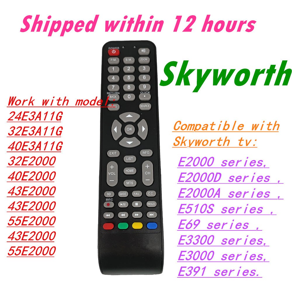 Skyworth รีโมตคอนโทรล สําหรับสมาร์ททีวี E510S series e69 series E3300 series E3000 series E391 series 24E3A11G 32E3A11G 40E3A11G 32E2000 40E2000 43E2000 43E2000 55E2000 E2000 series E2000D series E2000A serie0s General Skyworth COOCAA series