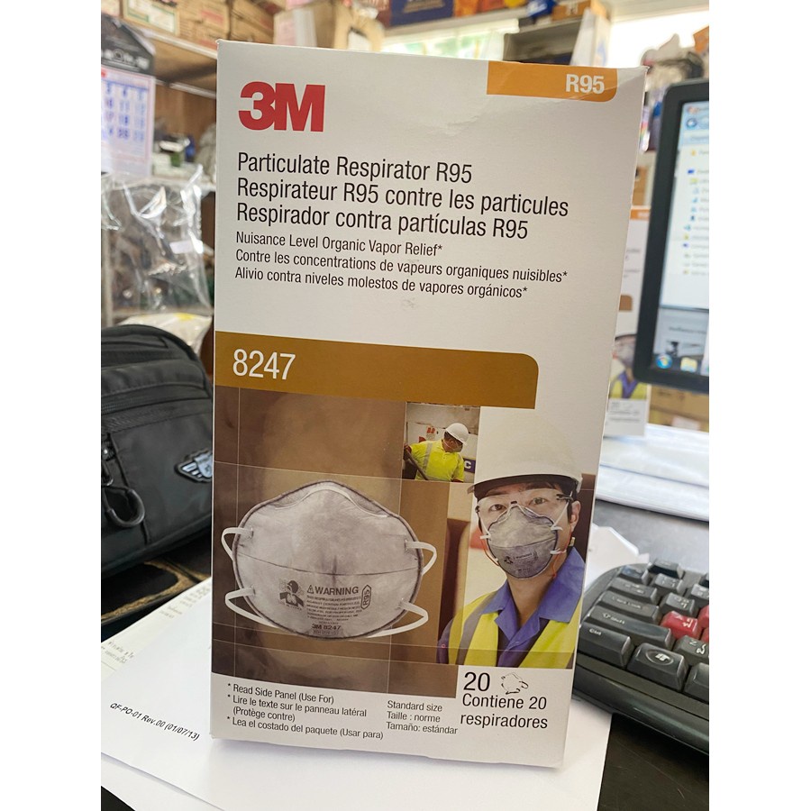 ☃∈✤3m 8247 (R95) หน้ากากป้องกันฝุ่นละอองและสารเคมี ข