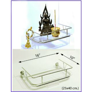 หิ้งพระ10"x16" ลายเรียบเก๋ ฐานสีใส 🙏