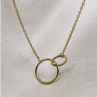 Entwined Circles Charm, 18K Gold Plated, Sterling Silver Necklace | สร้อยคอ สร้อยคอจี้ เงินแท้ ทองแท้ ชุบทอง 18 กะรัต