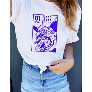 🔥 Eva 01 Evangelion เสื้อยืดลําลอง แขนสั้น คอกลม สีขาว สําหรับสตรี ไซซ์ S-XL 🔥