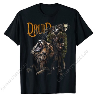 [COD]เสื้อยืด ผ้าฝ้าย พิมพ์ลาย Druid With Lion Awesome RPG สําหรับผู้ชายS-5XL