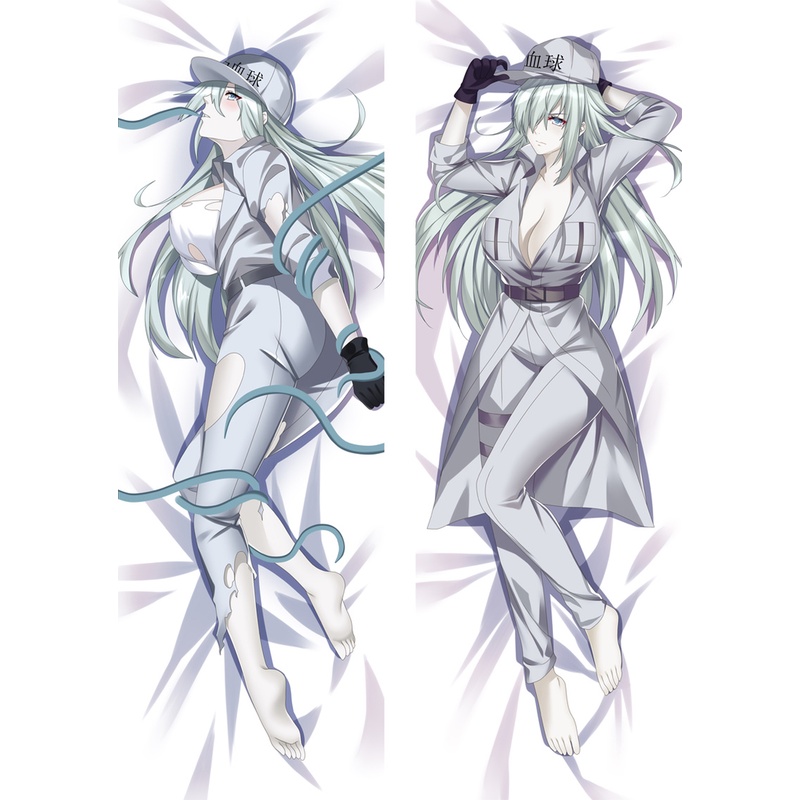 60x180 ซม.อะนิเมะเซลล์ตามรหัสทํางานสีดําสีขาวเลือดLeiukocyte WBCคอสเพลย์กอดหมอนBody Case