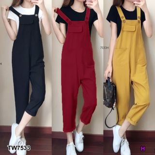 TW7533 Set 2 ชิ้น เสื้อยืดผ้าคอตตอน+เอี๊ยมกางเกงขายาว **สอบถามก่อนสั่งซื้อ**