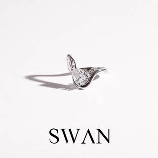 SWAN - Curve Pear Ring แหวนเงินแท้ ฝังเพชรคิวบิกเซอร์โคเนีย cubic zirconia