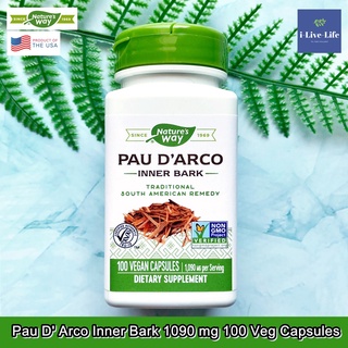 สารสกัดสมุนไพรจากทวีปอเมริกา Pau D Arco Inner Bark 1090 mg 100 Veg. Capsules - Natures Way