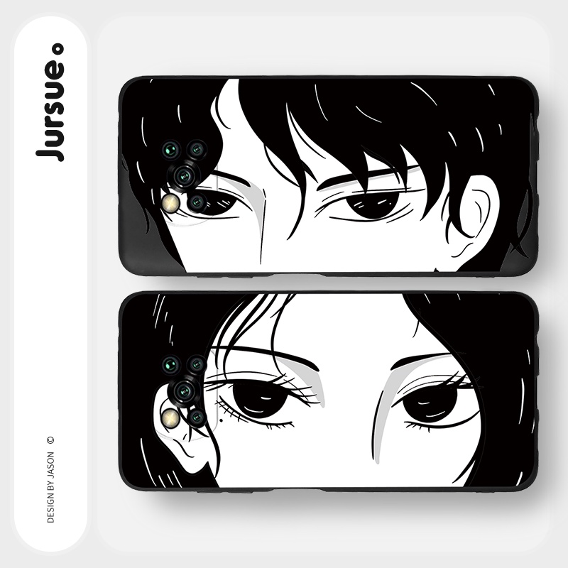 JURSUE เคสคู่ คู่รัก กันกระแทกซิลิโคนนุ่มการ์ตูนน่ารักตลก เคสโทรศัพท์ POCO X3 Pro GT NFC F3 M3 M2 Redmi Note 9 10 MAX 9S 10S Xiaomi Y1983
