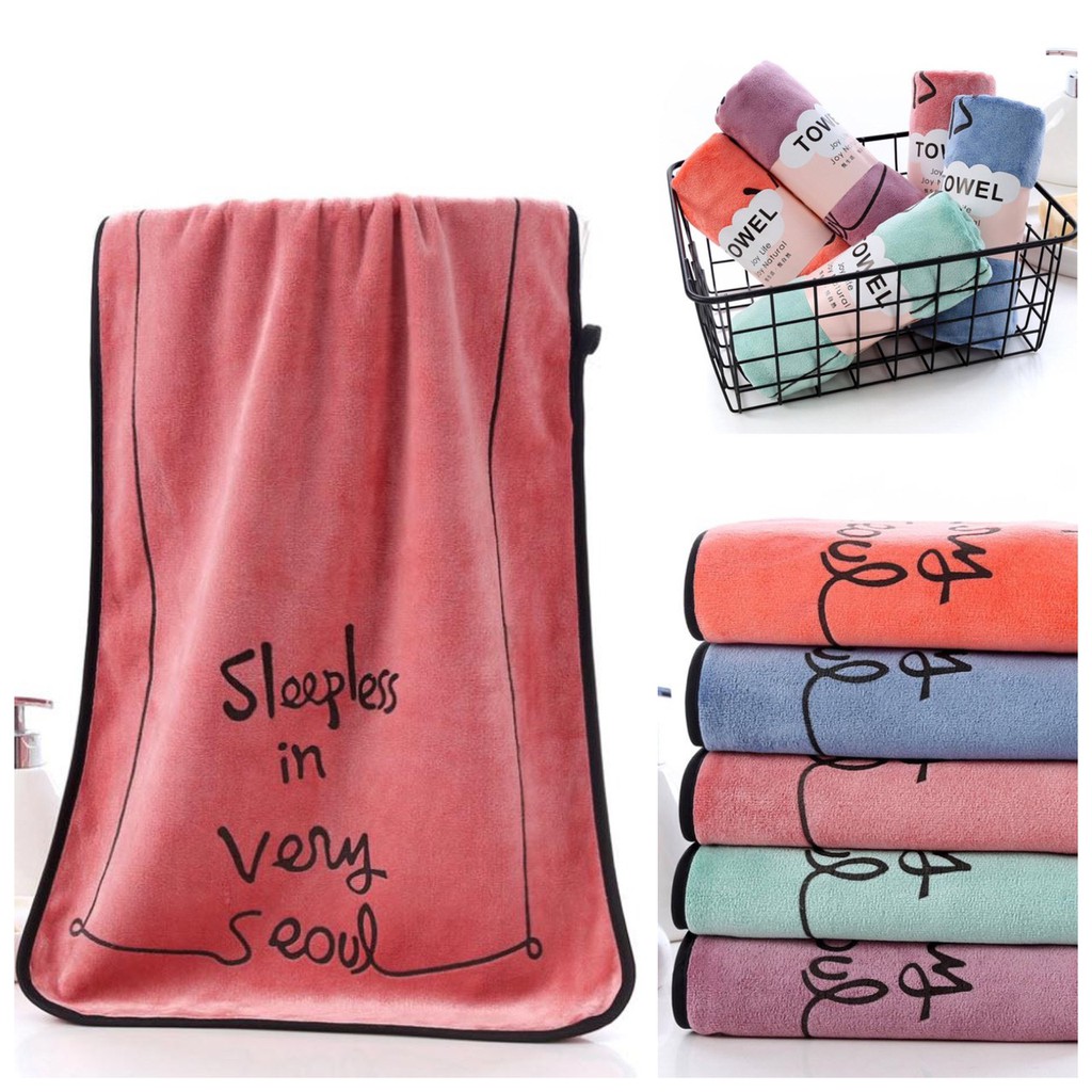 ผ้าเช็ดผม ผ้าขนหนู ผืนเล็ก 35x75 ซม. ผ้าเช็ดตัว นุ่มฟู นาโน สีพื้น เกรด A พรีเมี่ยม