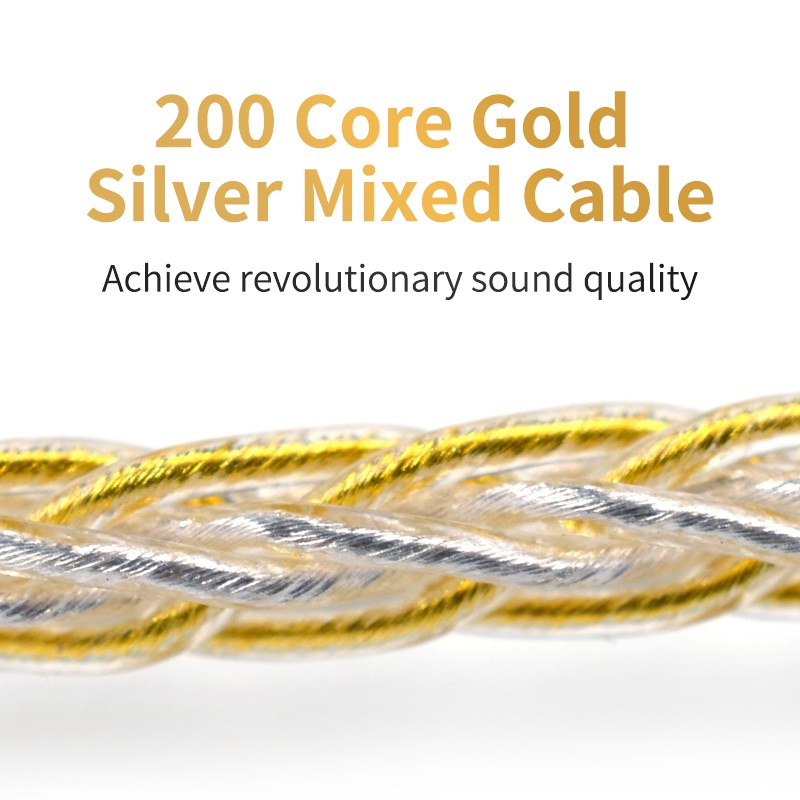 KZ Gold Silver Mixed Cable 200 Core Upgrade Cable 2PIN 0.75mmMMCX ...