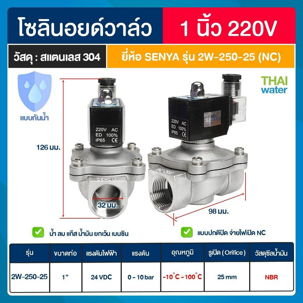 SENYA แบบกันน้ำ solenoid valve โซลินอยด์วาล์วสแตนเลส IP65 โซลินอยด์วาล์ว วาล์วไฟฟ้า วาวล์น้ำ วาล์วลม แบบปกติปิด