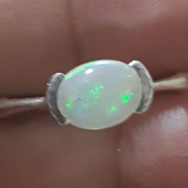 แหวนเงินแท้925 โอปอลแท้ (Natural opal ring) 6.75
