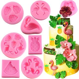 DIY Tropical Theme Fondant Mold Flamingo Rose Flower Turtle leaf Candy Chocolate Silicone Molds DIY Party Cake Decorating Tools