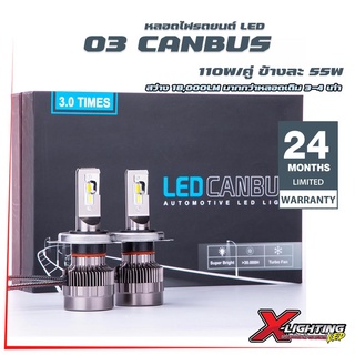 O3 Series รับประกัน 24 เดือน หลอดไฟรถยนต์ LED  สว่าง ทน 12000LM 55W CANBUS 6000K