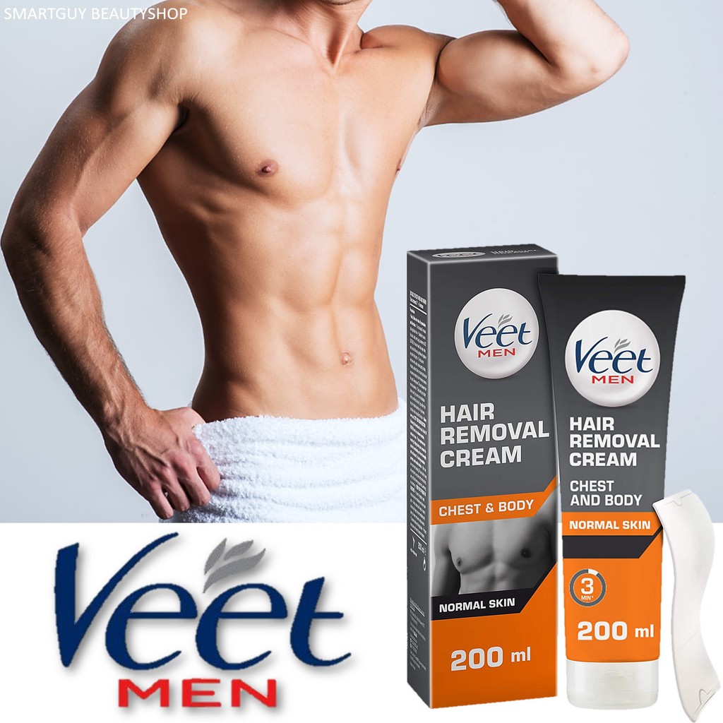 Veet Men Hair Removal Cream For Normal Skin 200ml  ผลิตภัณฑ์กำจัดขนบริเวณร่างกายสำหรับผู้ชายสูตรเพื่อผิวปกติ | Shopee Thailand