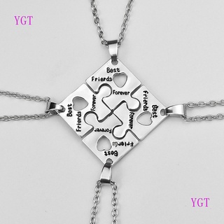 Ygt ชุดสร้อยคอ จี้ฝัง Bff ฝังมิตรภาพ เครื่องประดับแฟชั่น ของขวัญ 4 ชิ้น