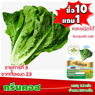 [ซื้อ10แถม1 + ฟรีคู่มือ] เมล็ดพันธุ์ กรีนคอส GREEN COS  (0.2 กรัม 200 เมล็ด) ทำมะชาดฟาร์ม ผักสลัด เมล็ดพันธุ์สลัด