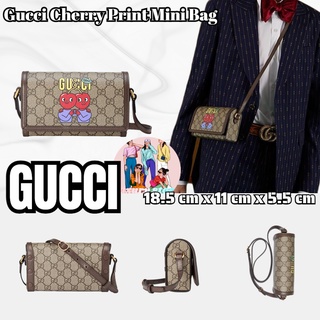 กุชชี่  GUCCI  กระเป๋าถือมินิพิมพ์ลายเชอร์รี่/กระเป๋าผู้หญิง/กระเป๋าเมสเซนเจอร์/กระเป๋าสะพายไหล่/ใหม่ล่าสุด/ของแท้ที่ซื้