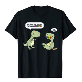 คอลูกเรือเสื้อยืดคอกลมขายดี เสื้อยืดลําลอง แขนสั้น พิมพ์ลาย Hey Dude Did YOU Eat The Last Joke T-Rex Dino สําหรับผู้ชาย