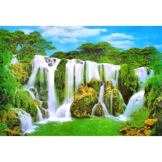 โปสเตอร์ รูปถ่าย น้ำตก วิว ธรรมชาติ ภาพมงคล เสริมฮวงจุ้ย Landscapes Nature POSTER 23”x34” Inch Waterfalls Mountain V8