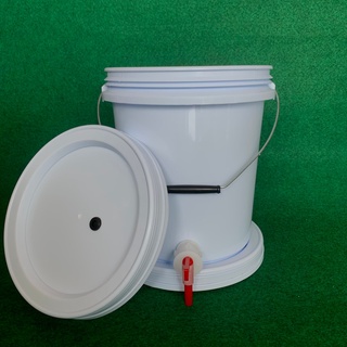 Bucket10L Food Grade With Faucet ถังหมักใส่ก๊อกFood grade10ลิตร สีขาวเกรดเอFoodGradeพร้อมเจาะรูยางใส่ Airlockฝาล็อค2ชั้น