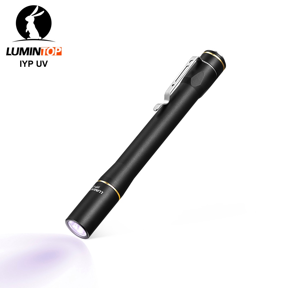 Lumintop IYP365 UV ไฟฉายสนับสนุน 2*แบตเตอรี่ AAA รองรับ 365nm UV led สําหรับคราบสัตว์เลี้ยง สกุลเงิน