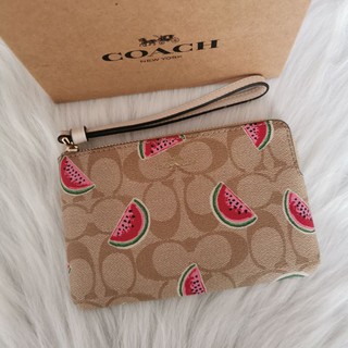 Coach Corner Zip Wristllet In Signature Canvas with Watermelon Print (Style No. 3281)ของแท้💯