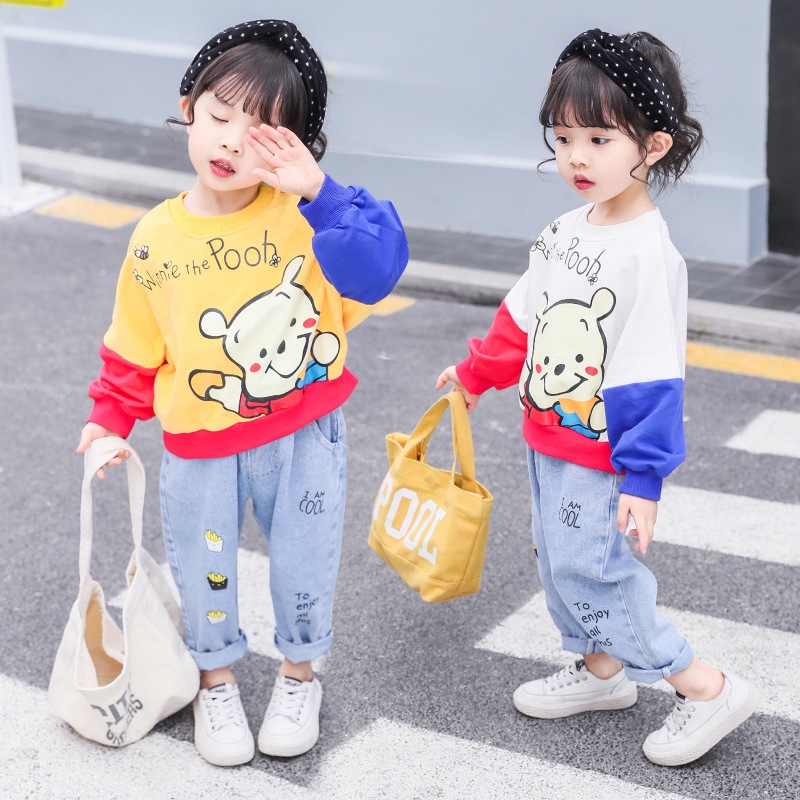 เด็กการ์ตูนสีน่ารักเสื้อสวมหัวผ้าฝ้าย Girls Cartoon Cotton Pullover ...