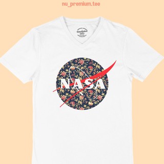 ขายดี!เสื้อยืด นาซ่า NASA Logo คอวี ลายดอกไม้ ไซส์ M - 2XLS-5XL