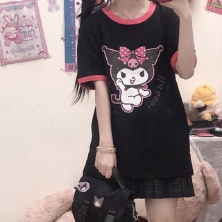 Kuromi Top% เสื้อยืดแขนสั้น ลายกระโหลก Kuromi น่ารัก สไตล์ญี่ปุ่น แฟชั่นฤดูร้อน สําหรับผู้หญิง 2022