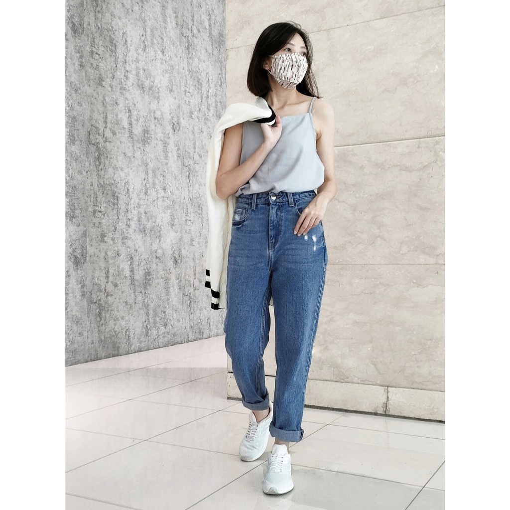 MKY CLOTHING BOYFRIEND SLIM FIT JEANS RIPPED