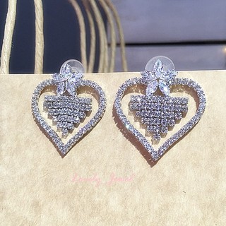 ต่างหูหัวใจ LOVE Diamond เพชรสวิสcz