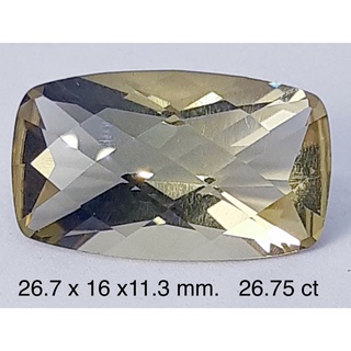 26.75 ct มะนาว ควอตซ์ ตัดสับปะรด แท้ ธรรมชาติ Natural Lemon Quartz Octagon Pineapple Cut Loose Gemstone For Fine Jewelry