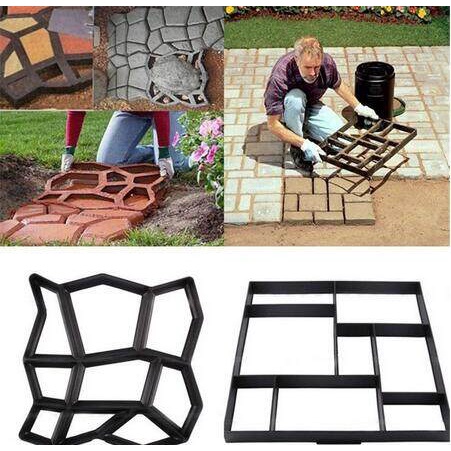 พลาสติกสีดำทำ DIY ปูแม่พิมพ์ครอบครัวสวนพื้นถนนลู่วิ่งคอนกรีตถนนหินแม่พิมพ์ระเบียงผู้ผลิต.DIY พิมพ์ลายหินสำหรับปูซีเมนต์