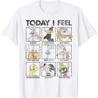 เสื้อยืด พิมพ์ลาย Looney Tunes Group Shot Today I Feel Panels สําหรับผู้ใหญ่S-5XL