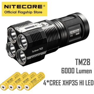 สินค้าพร้อมส่ง NITECORE มอนสเตอร์เล็กๆ TM28 6000lm CREE XHP35 HI 4LED ชาร์จไฟได้สูงไฟฉายสำหรับเกียร์กลางแจ้ง