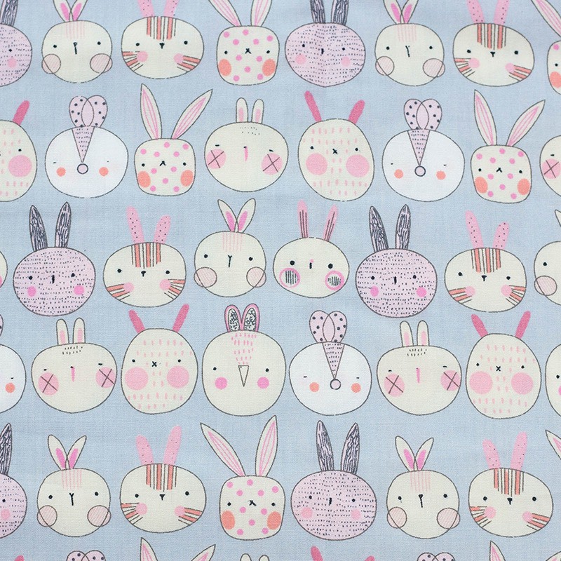 ผ้าคอตตอน poplin พิมพ์ลายดอกไม้ ลายกระต่าย ข้าวปั้น