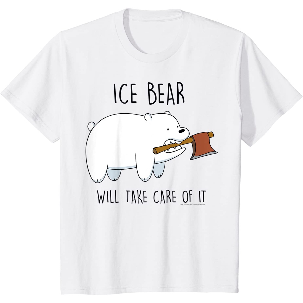 เสื้อยืดผ้าฝ้ายพรีเมี่ยม เสื้อยืด พิมพ์ลาย We Bare Bears Ice Bear