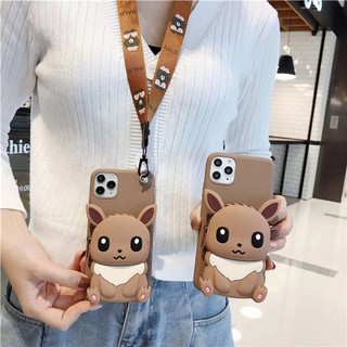 Huawei Y7a Y5p Y6p Y9S Y9 Y7 Prime Y6 Pro Y5 2019 2018 Mate 10 20 30 Pro Pokemon Eevee Zipper Wallet Strap Case