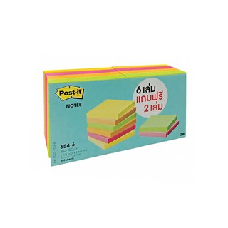 3เอ็ม โพสต์อิท กระดาษโน้ตแถบกาว รุ่น 654 แพ็ค 6 ฟรี 2 เล่ม 3M Post-it Adhesive Tape Model 654 Pack 6 Free 2 Books