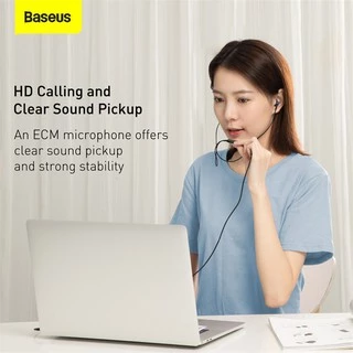 BASEUS Encok H19 หูฟังอินเอียร์มีสาย 3.5 มม. เสียงสเตอริโอเบสพร้อมไมโครโฟน
