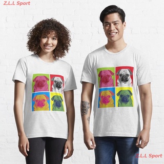 เสื้อยืดผ้าฝ้ายพิมพ์ลายZ.L.L Sport แอนดี วอร์ฮอล Andy Warhol  Pop Art Pug Essential T-Shirt เสื้อพิมพ์ลาย เสื้อยืดผู้ชาย