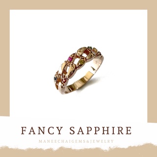 แหวนเงินแท้ 925 แหวนฝังพลอยแฟนซีแซฟไฟร์ Fancy Sapphire