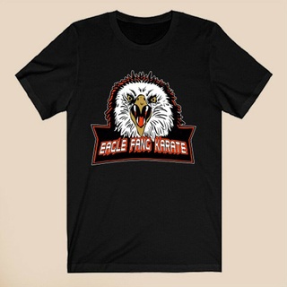 คอลูกเรือเสื้อยืด พิมพ์ลายโลโก้ Cobra Kai Eagle Fang Karate Kid สีดํา สําหรับผู้ชายS-5XL