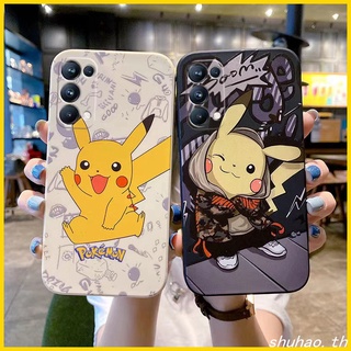 เคส นิ่มขอบเหลี่ยม เคส oppo A15 RENO5 A53 A15S A5 A9 A7 A12 A39 A57 F9 A31 A83 F11 RENO6 RENO4Z R9S RENO A3S A5 A12E F1S A59 A5S RENO5PRO RENO6PRO Bikachu smile trend Cartoons Square edge Lens protection oppo phone case