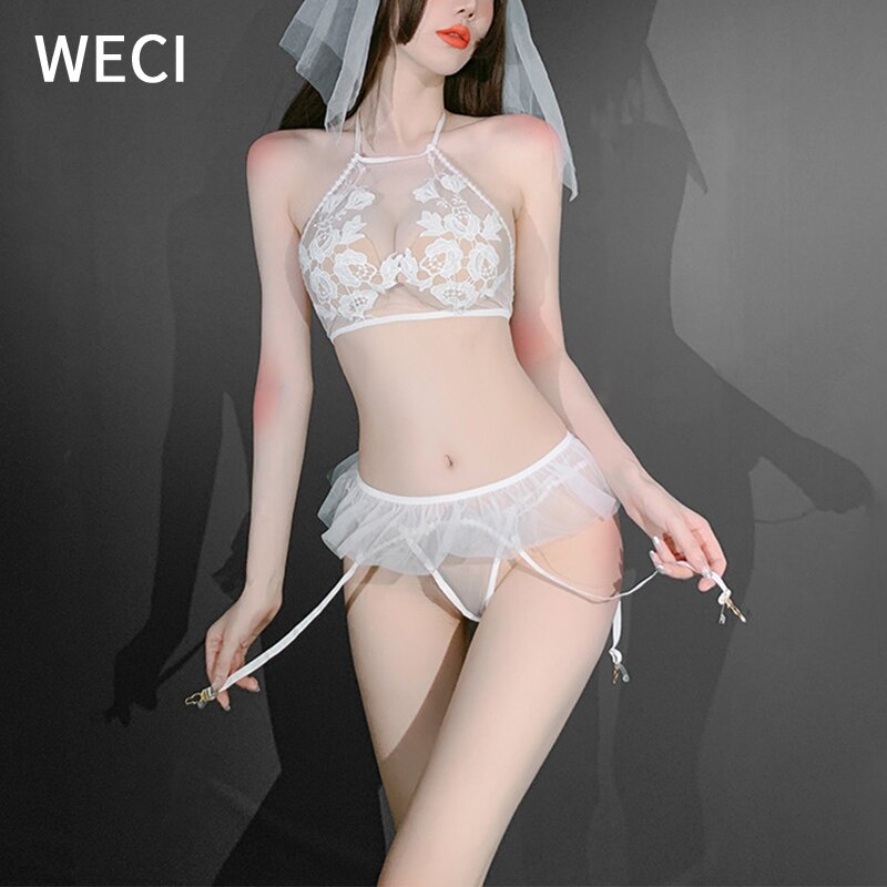 【พร้อมส่ง】WECI ใหม่ ชุดคอสเพลย์ ชุดเจ้าสาว ชุดแต่งงาน ชุดชั้นใน ชุดยูนิฟอร์ม ลูกไม้ใส เย็บปักถักร้อย โรแมนติก สีขาว เซ็กซี่ สําหรับผู้หญิง