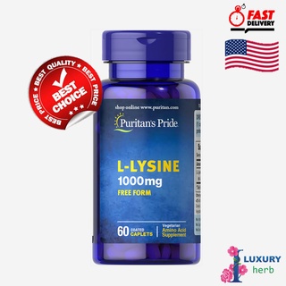 Puritans Pride L-Lysine 1000 mg 60 coated caplets exp11/2025