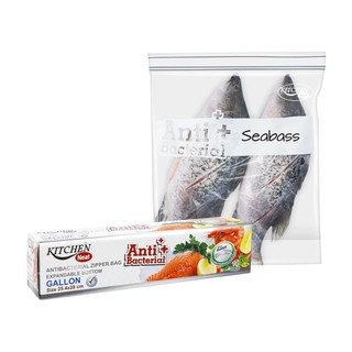 ถุงซิปเส้นคู่ ถุงซิปแอนตี้แบคทีเรีย Kitchen Gallon Size (25.4x28 cm) บรรจุ 14 ใบ/กล่อง ป้องกันการเข้าออกของอากาศ
