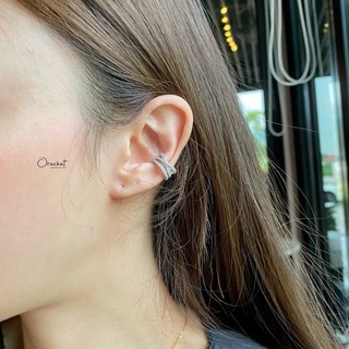 X line ear cuff. (ต่างหูแบบเกาะหู งานชุบทองคำขาว เพขร CZ)